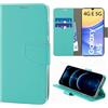 N NEWTOP Cover Compatibile con Samsung Galaxy A15 4G e 5G, HQ Lateral Custodia Libro Flip Chiusura Magnetica Portafoglio Simil Pelle Stand Protezione Completa Case TPU Anti Urto Guscio Base (Turchese)
