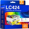 Kuva LC424 Cartucce d'inchiostro Compatibile per Cartucce Brother LC424 per Brother DCP-J1200W DCP-J1200WE (4 Pack)