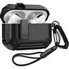 YieJoya Custodia per Airpods Pro 2a generazione con Coperchio bloccabile, Custodia Antiurto per Airpod Pro 2, Custodia Protettiva 2022, Pelle blindata per Apple AirPod Pro 2 - Nero