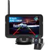 Jansite 【Segnale Stabile】Telecamera Retromarcia Wireless AHD 1080P Telecamera Posteriore Auto e Monitor da 5 Impermeabile IP69 Visione Notturna 6 LED di Luce Telecamera Parcheggio Auto per Roulotte Autocarri