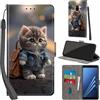 Haninsuze Cover per Samsung Galaxy A8 2018 Custodia Cover Pelle Libro Portafoglio con Porta Carte Magnetica Protezione Antiurto Cuoio Flip Case Custodia Cover per Samsung A8 2018, Gatto
