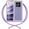 ANFAIRLACE Cover Cordino Compatibile con Xiaomi Redmi Note 14 Pro Plus 5G, Custodia Trasparente TPU Morbido Silicone Laccio Chiaro Case, Viola