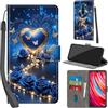PHINIENLAND Cover per Xiaomi Redmi Note 8 Pro Case PU Pelle Custodia [Kickstand] [Chiusura magnetica] [Slot per Schede], Portafoglio Flip Custodia per Redmi Note 8 Pro,Rose blu