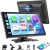 CGSGDK Schermo Per Auto, Carplay Wireless Android Auto, Touchscreen da 9 Pollici con doppia telecamera anteriore + posteriore 4K 1080P, Mirror Link, Controllo Vocale, GPS, Bluetooth, AUX, FM, 64G TF