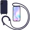 GoodcAcy Cover con Collana per Xiaomi Redmi 9A,Custodia Silicone Liquido con cordini,Custodie con Regolabile Collana Antiurto AntiGraffio Case con Laccio Tracolla per Xiaomi Redmi 9A,Blu