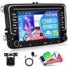Motorsi Autoradio Apple CarPlay 4G+64G per VW/Seat/Skoda/Passat/Golf/Polo, CarPlay Wireless e Android Auto, Touch Screen HD da 7, 2 DIN, Bluetooth, GPS/SWC/FM/RDS/USB, Telecamera per la retromarcia AHD, Mic