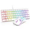 RedThunder 60% Set di tastiera e mouse 2 in 1 Gamer, AZERTY FRANCESE, Mini tastiera ultra-compatta retroilluminata RGB 62 tasti, mouse leggero 6 pulsanti 7200 DPI per PC Mac PS5 Xbox (bianco)