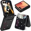 Ysnzaq Glitter Custodia Portafoglio per Samsung Galaxy Z Flip 7 SF Nero | Lusso Bling Pelle PU Portacarte, Porta Carte Slot, Donne Ragazze, Sottile Antiurto Cover per Samsung Galaxy Z Flip7