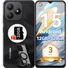 Blackview Wave 9C Smartphone Android 15 con Cover Girevole a 360°, 12GB+128GB Telefono Economico, IP54 6.56'' HD+, 5000mAh, 13MP Cellulare, Dual 4G SIM, OTG, GPS, 3.5mm Jack