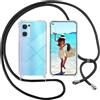 SIMao Cover Collana per Cellulare Compatibile con OPPO Find X5 Lite, Custodia Trasparente Silicone con Cordino Necklace Case, Custodia indossabile per Collo,Cover a Tracolla con cordina, Nero