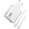 ACOCOBUY Caricabatterie rapido da 90 W e cavo USB-C da 1 m da 6 A per Xiaomi 15T Pro 17 15 14 13 Ultra, caricabatterie rapido per Redmi Note 15 14 13 12 11 10 Pro per POCO M8 X7 F7 M7 F6 X6 X5 X4 X3 Pad 8 7 6