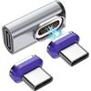 BITHAI Adattatore magnetico USB C da 240 W, 24 pin, adattatore magnetico USB C 90 gradi, ricarica rapida PD, trasmissione video 8 k@60 Hz, trasferimento dati 40 Gbps per cavo di tipo C, Thunderbolt 3/4