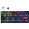 ATTACK SHARK AK832PRO Tastiera Meccanica, 75% TKL RGB Wireless, Ultra-Thin Gasket Tastiera con Schermo LED BT/2.4G/Wired, Coiled USB C Cable per Mac/Win - Blue Switch