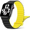 Tasikar Cinturini Compatibile con Cinturino Apple Watch 42mm(Series 10) 41/40/38mm, Cinturino con Loop Magnetico Silicone [Indossabile Due Lati] per iWatch Series 10 9 8 7 6 5 4 3 2 SE (Nero-giallo)