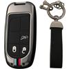 KUNIO Custodia per chiave adatta per Jeep Renegade Compass Grand Cherokee Chrysler Dodge Adatto per FIAT 500X Ducato Tipo Cross Protezione Cassa in Metallo Portachiavi 3 Tasti Nero