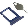 OnlyTech - Vassoio/Supporto Doppia Scheda SIM di Ricambio per iPhone 12 Blu Dual - con Guarnizione installata + Strumento di Estrazione