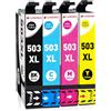 Clywenss 503 cartucce XL compatibili per Epson 503XL 503 Multipack per Expression Home XP-5200 XP-5205 XP5200 XP5205 Workforce WF-2960 WF-2965 WF2960 WF2965 WF-2960DWF
