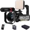 ORDRO Videocamera ORDRO 4K Videocamera Full HD 1080P 60FPS Vlogging per YouTube Zoom Digitale 30X Schermo IPS da 3,1 con Microfono, Luce LED, Supporto per Fotocamera e Custodia per il Trasporto