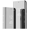 MRSTER Samsung A52 Cover, Mirror Clear View Standing Cover Full Body Protettiva Specchio Flip Custodia per Samsung Galaxy A52. Flip Mirror: Silver