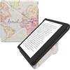 kwmobile Custodia protettiva in ecopelle per e-reader Kobo Libra Colour - Custodia a libro per e-reader in nero/multicolore - Mappa del mondo
