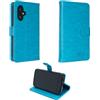 caseroxx Custodia libro per SPC Zeus 2, in finta pelle azzurro chiaro, con chiusura magnetica e supporto interno