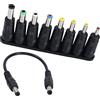QIANRENON Adattatore di alimentazione DC per computer portatile convertitore 8 in 1 spine DC 5,5 mm x 2,1 mm Adattatore da femmina a maschio con cavo di diapason DC 22 cm