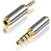 HATMINI Adattatore maschio da 2,5 mm a 3,5 mm femmina Confezione da 3 jack stereo placcato oro Convertitore di connettori completamente in metallo per smartphone, cuffie, microfono, tablet (1 pair)