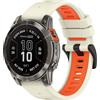 SeNool 26mm QuickFit Cinturino per Garmin Enduro 3/Fenix 8 51mm/Epix 2 Pro 51mm, Traspirant Silicona Cinturino per Garmin Fenix 7X Pro Solar/Fenix 7X/Fenix 6X GPS/Fenix 6X Pro - Bianco Arancio
