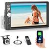 Hikity 1 DIN Autoradio Wired Carplay Android Auto, 7 Pollici Schermo Radio Bluetooth Mirror Link FM EQ TF USB AUX SWC Telecamera di Retromarcia Microfono esterno posteriore Control Remoto