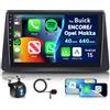 Hodozzy 8 Core 4G+64G Autoradio per Buick Encore 2013-2015/Opel Mokka 1 2012-2016 Android 9 Pollici Touch Screen Carplay Android Auto, Hodozzy 2 Din Radio Auto Stereo Bluetooth DSP GPS WiFi RDS Retromarcia