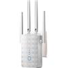 Homirty Ripetitore WiFi Amplificatore Segnale 1200Mbit/s Dual Band 5GHz + 2.4GHz - Extender WiFi 4 Antenne,Porta Gigabit LAN,Modalità AP/Ripetitore,WPS,Compatibile con Tutti i Router Ethernet WAN (Bianco)