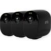 Arlo Essential Telecamera WiFi Esterno Senza Fili, Telecamera WiFi Interno, 1080p HD, Visione Notturna, Sirena, Allarme Casa, Sensore Di Movimento, Prova Inlcusa Arlo Secure, 3 Telecamere, Nere