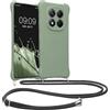 kwmobile Custodia Compatibile con Xiaomi Redmi Note 14 Pro 4G Cover - Back Case in Silicone TPU - Protezione Smartphone con Cordino - verde grigio