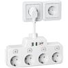 KING-LINK Multiprese di protezione da sovratensione da parete con USB C(PD 20W), Ladron prese con interruttore, multipla 4 prese commutabili individualmente, base prese multiple, bianco