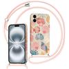 Saqmkil Cover con Cordino per iPhone 16 6,1, Aesthetic Conchiglie Disegni Ragazze Custodia con Tracolla Laccio CollanaCollo Corda, Morbido TPU Bumper Silicone Antiurto Protettiva Case, Rosa