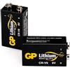 GP LongLife - Batterie a blocco al litio 9 V, 9 V Li-MnO2, 2 pezzi da 9 V al litio, ideale come batteria per rilevatore di fumo, rilevatori di incendio, microfoni, ecc.