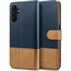 BEZ Cover per Samsung A04S, Custodia per Portafoglio Samsung Galaxy A04S Protettiva in Tela e PU Pelle Portafoglio, Protezione Flip Cover con Chiusura Magnetica, Blocco RFID, Blu Navy