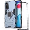 ESTH® Custodia per Xiaomi Redmi Note 12 Pro 4G con 2 Pezzi Pellicola Protettiva, 360° Rotante Staffa [Compatibile con Supporto Magnetico per Auto], Cover Paraurti PC+TPU, Blu