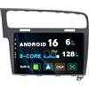 BXLIYER [6GB+128GB] Android 14 IPS Autoradio Per Golf 7 (2013-2018) - Senza fili CarPlay/Android Auto - LED Camera + MIC - DAB Fast-boot Volante 360-Camera WIFI DSP - 2 Din 10.1 Pollici - Grigio