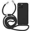 MyGadget Custodia per iPhone 15 Pro Max - Cover con Cordino Antiurto in Silicone Morbido - Case 3 Strati in TPU Resistente - Protezione Antigraffio - Nero
