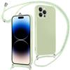 Oelrstfe Cover per iPhone 13 Pro Max con Cordino,Custodia con Collana Tracolla Laccio Collo Corda,Sottile Protettiva Bumper Morbido e Confortevole Antiurto Anti-giallo Silicone Caseper,Verde