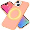 NALIA Custodia Silicone Magnetica per iPhone 15 Plus - Compatibile MagSafe & Liquid Silicone - SLIQ (Protezione Soft-Touch & Microfibra) - Marchio Tedesco, Colore:Arancione