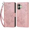 KENHONER Compatibile Cover con Xiaomi Redmi 13C,Cover per Redmi 13C 5G, Premium Pelle PU Portafoglio Flip Libro Custodia Cover per Redmi 13C 4G [Protezione Completa] - Oro rosa Farfalla