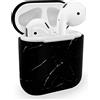 MyGadget Cover Rigida Compatibile con Apple AirPods 1 e 2 Generazione - Case Protettiva per Cuffie Auricolari - Skin in Nero Marmo