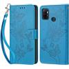 KENHONER Compatibile Cover con Oppo A53s 4G,Premium Pelle PU Portafoglio Flip Libro Custodia Cover per Oppo A11S [Protezione Completa] (Blu Farfalla)