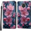 Haninsuze Cover per Xiaomi Redmi Note 9S / Note 9 Pro/Note 9 Pro Max, Custodia Interno TPU Antiurto Portafoglio con Disegni [schede Fessura] [Supporto Stand] Cover Libro in PU Pelle (Fiore di pesco)