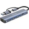 Clomnpe 5 in 2 USB C Hub Ethernet 1000M, adattatore da USB a Ethernet, adattatore di rete LAN Gigabit RJ45 USB di tipo C con 3 porte USB 3.0 e USB-C per MacBook XPS, Surface Pro, Linux Chromebook