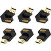 J&D Adattatore HDMI da 90 Gradi e 270 Gradi, 6-Pack Placcato Oro Angolo Retto Maschio a Femmina HDMI Adattatore 90 a 270 Gradi