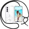 ISOI Cover con Cordino per OPPO Reno 12, Custodia Trasparente con Collana Tracolla Laccio Collo Ultra Sottile Morbido TPU Silicone Antiurto AntiGraffio Antiscivolo Case, Nero