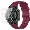 NOKOER Cinturini per Honor Magic Watch 2 46mm, [2 in 1] TPU Silicone Cinturino + 3 Pezzi Pellicola Protettiva, [Resistente all'Usura] [Traspirante] per Honor Magic Watch 2 46mm - Rosso